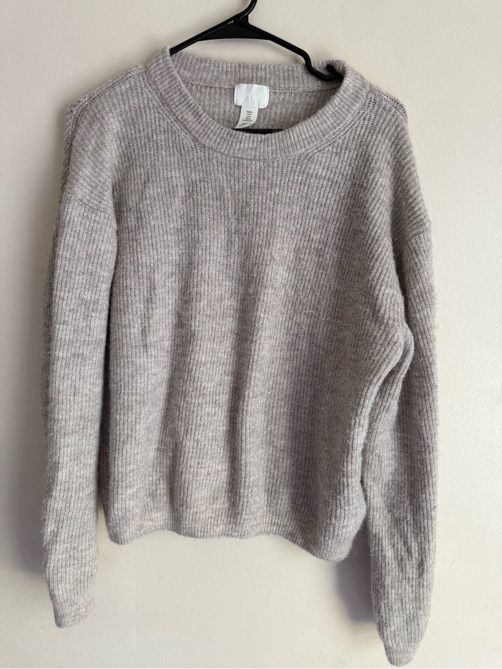 H&M Light Gray Ribbed Crewneck Sweater